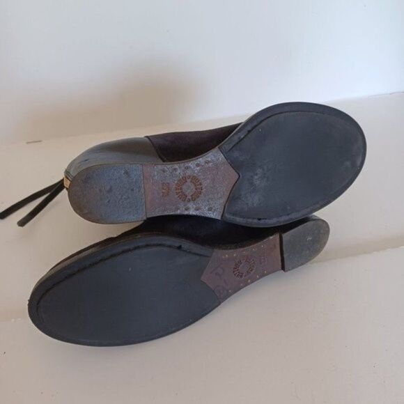 BUTTERO Ankle Boots Minimalist Lagenlook Black Suede Leather Wedge Sz 37.5 - Picture 7 of 11